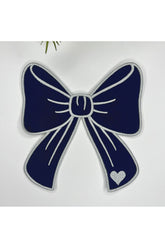 Ribbon Embroidered Fabric Cocktail Napkin 1 Piece Navy Blue Silver